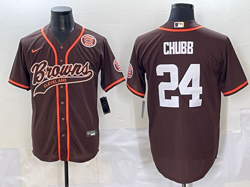 Men 2025 Cleveland Browns #24 Chubb Brown Joint Name Nike Limited NFL Jersey style 5